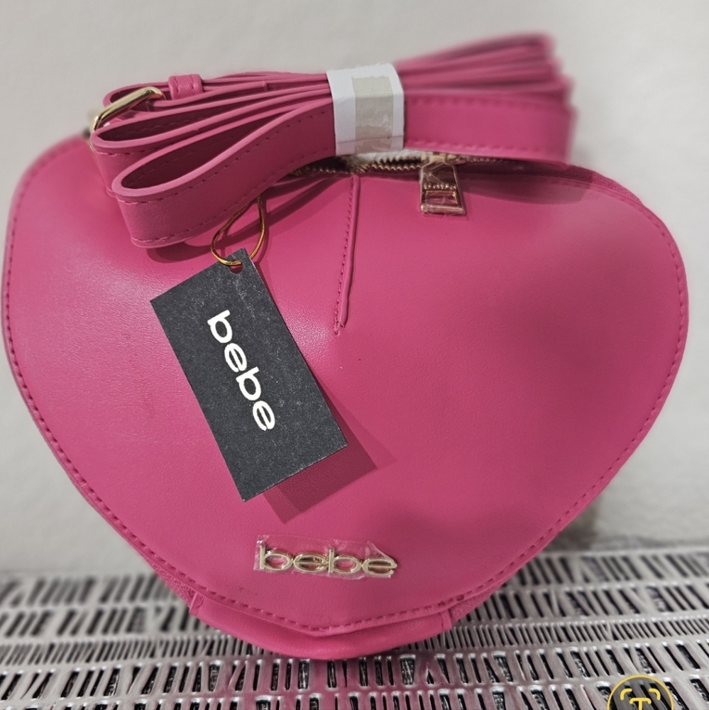 Bebe Fuchsia Heart Crossbody Bag
